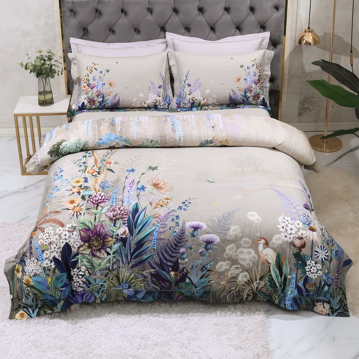 Luxury Botanical Egyptian Cotton Duvet Cover Set (600TC)