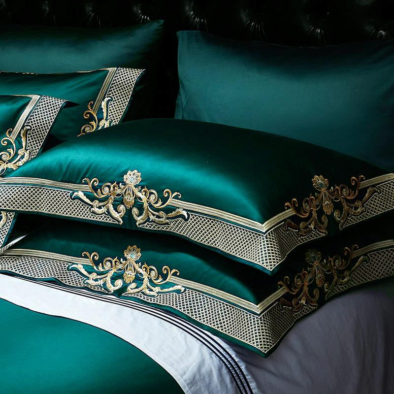 Emerald Embroidered Duvet Cover Set (1000TC Egyptian Cotton)