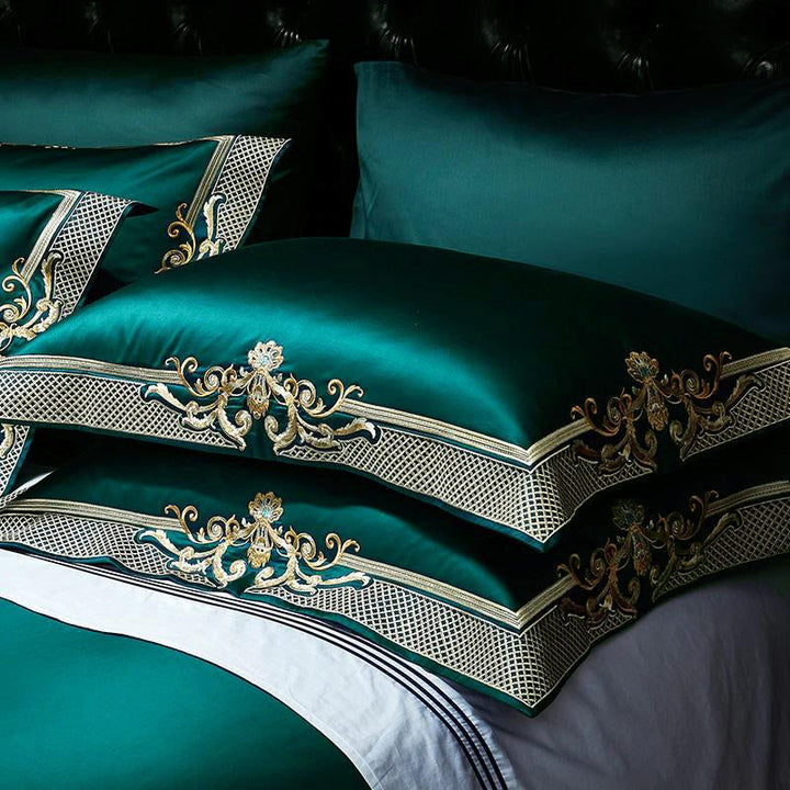Emerald Embroidered Duvet Cover Set (1000TC Egyptian Cotton)