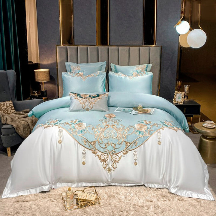 Royal Embroidered Cotton Satin Duvet Cover Set