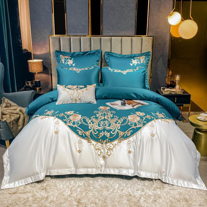 Royal Embroidered Cotton Satin Duvet Cover Set