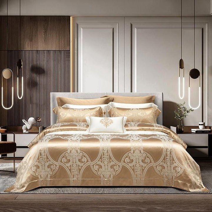 Luxury Mulberry Silk Duvet Cover Set in Champagne Gold (22 Momme)