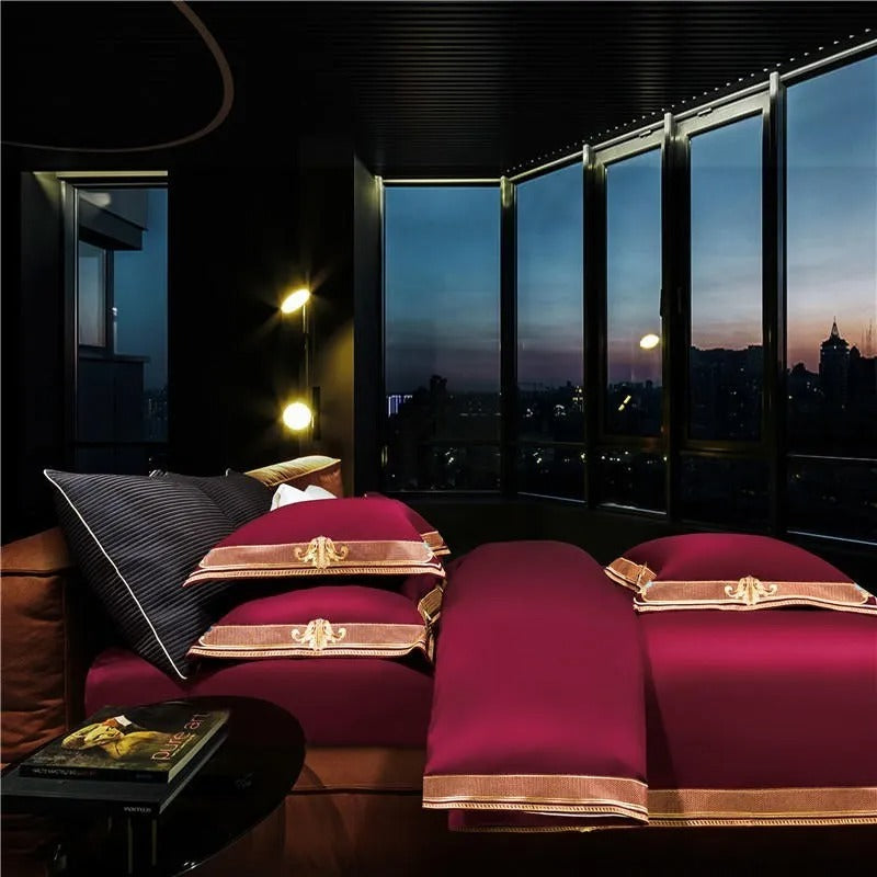 Burgundy Heritage Duvet Cover Set (1000TC Egyptian Cotton)