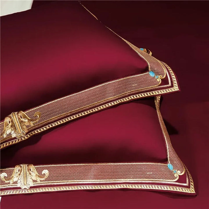 Burgundy Heritage Duvet Cover Set (1000TC Egyptian Cotton)