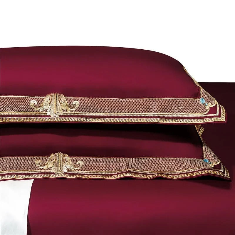 Burgundy Heritage Duvet Cover Set (1000TC Egyptian Cotton)