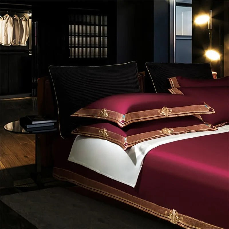 Burgundy Heritage Duvet Cover Set (1000TC Egyptian Cotton)