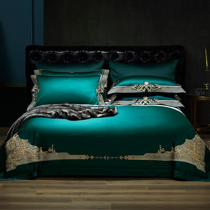 Emerald Embroidered Duvet Cover Set (1000TC Egyptian Cotton)