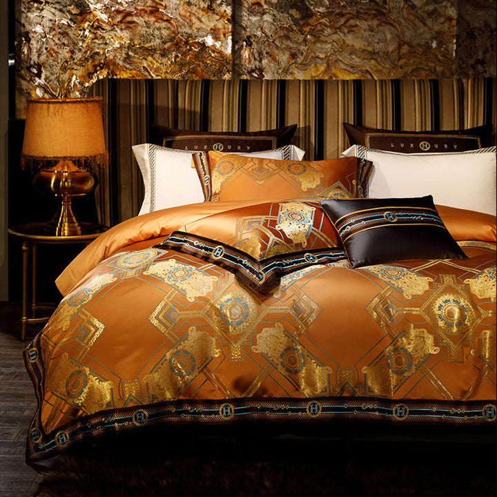 Imperial Amber Egyptian Cotton Jacquard Duvet Cover Set