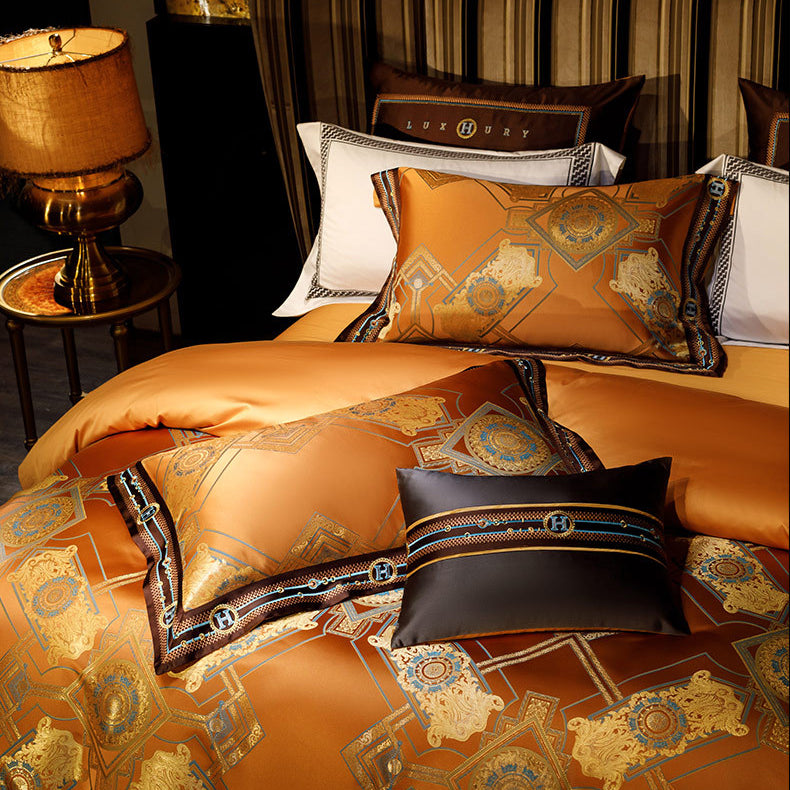 Imperial Amber Egyptian Cotton Jacquard Duvet Cover Set