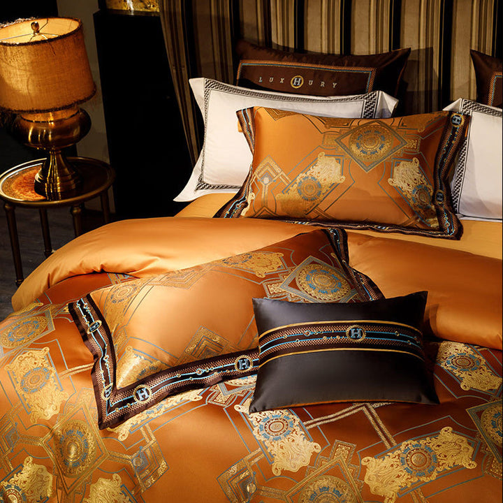 Imperial Amber Egyptian Cotton Jacquard Duvet Cover Set
